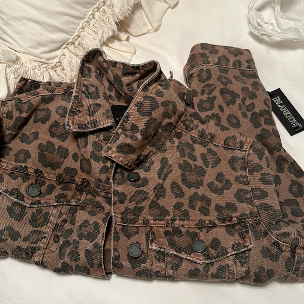 Blank NYC leopard Jean jacket NWT